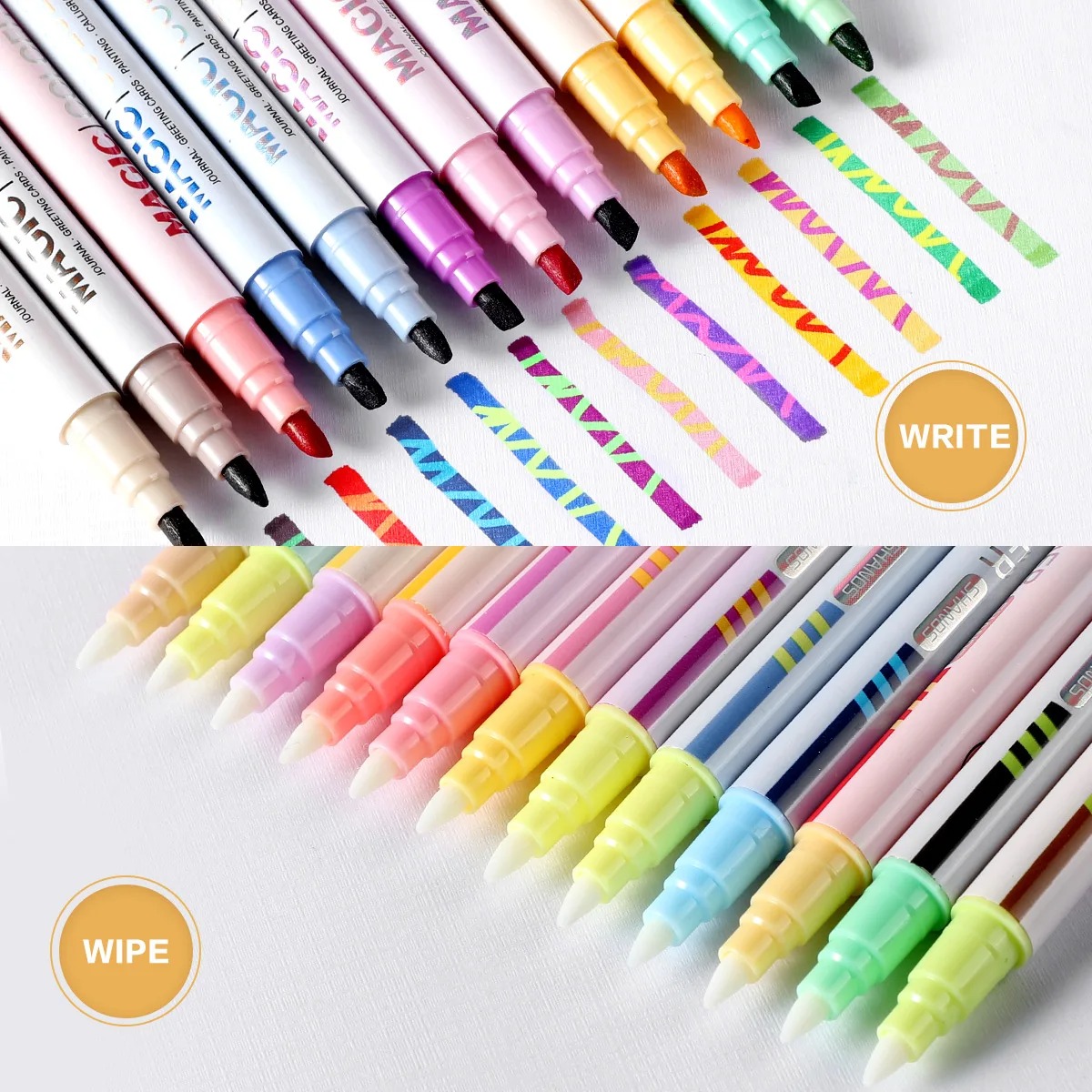 Pastel Highlighter Set Double Ended - Set di 12 Evidenziatori Magici a