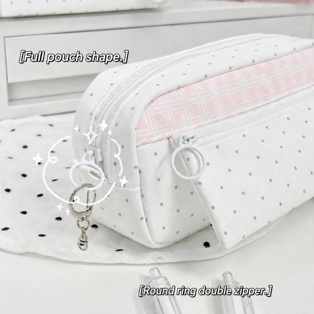 Aesthetic Large Pencil Case Pouch - Astuccio Estetico a Pois e Quadretti,