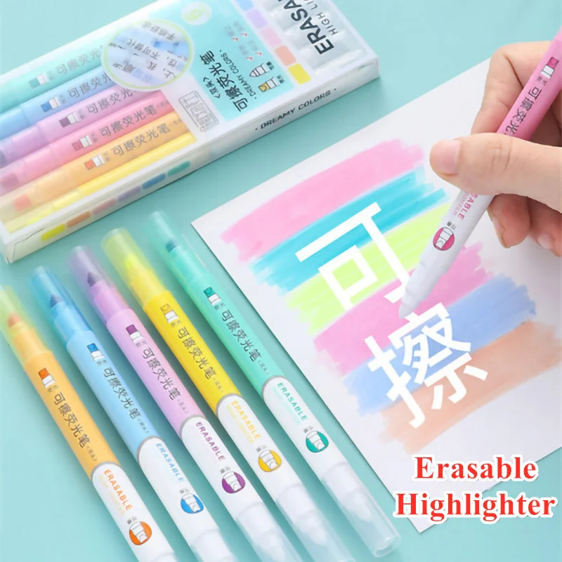 Pastel Highlighter Set Double Ended - Evidenziatori cancellabili a 6 colori Set