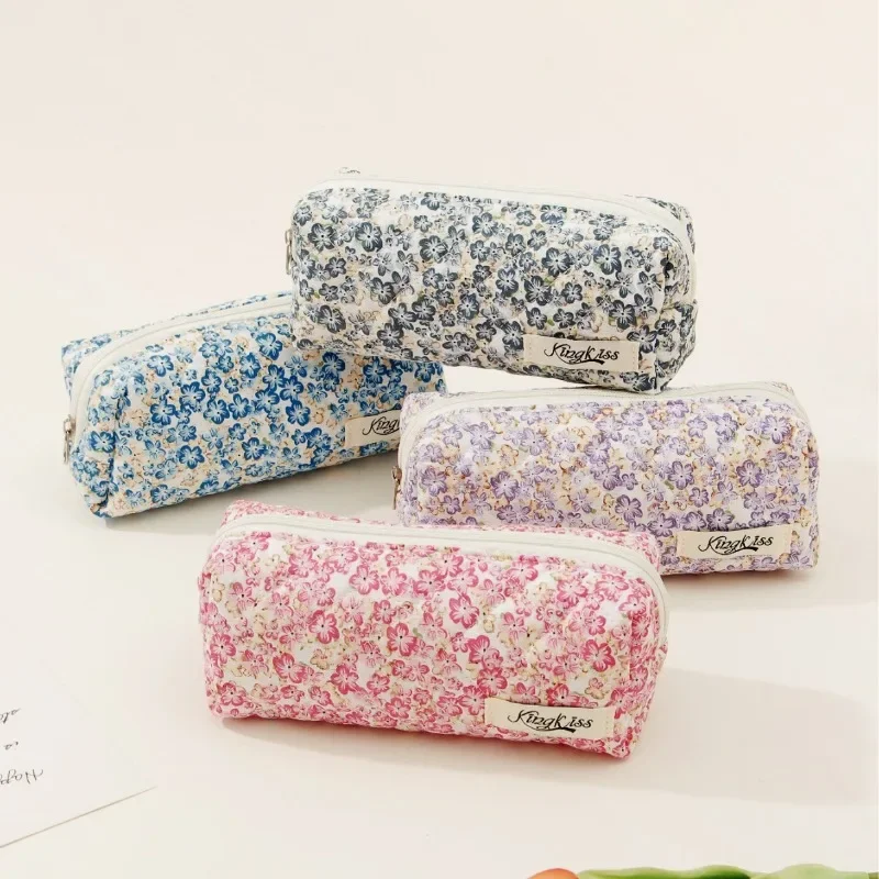 Aesthetic Large Pencil Case Pouch - Astuccio per matite floreale retrò da