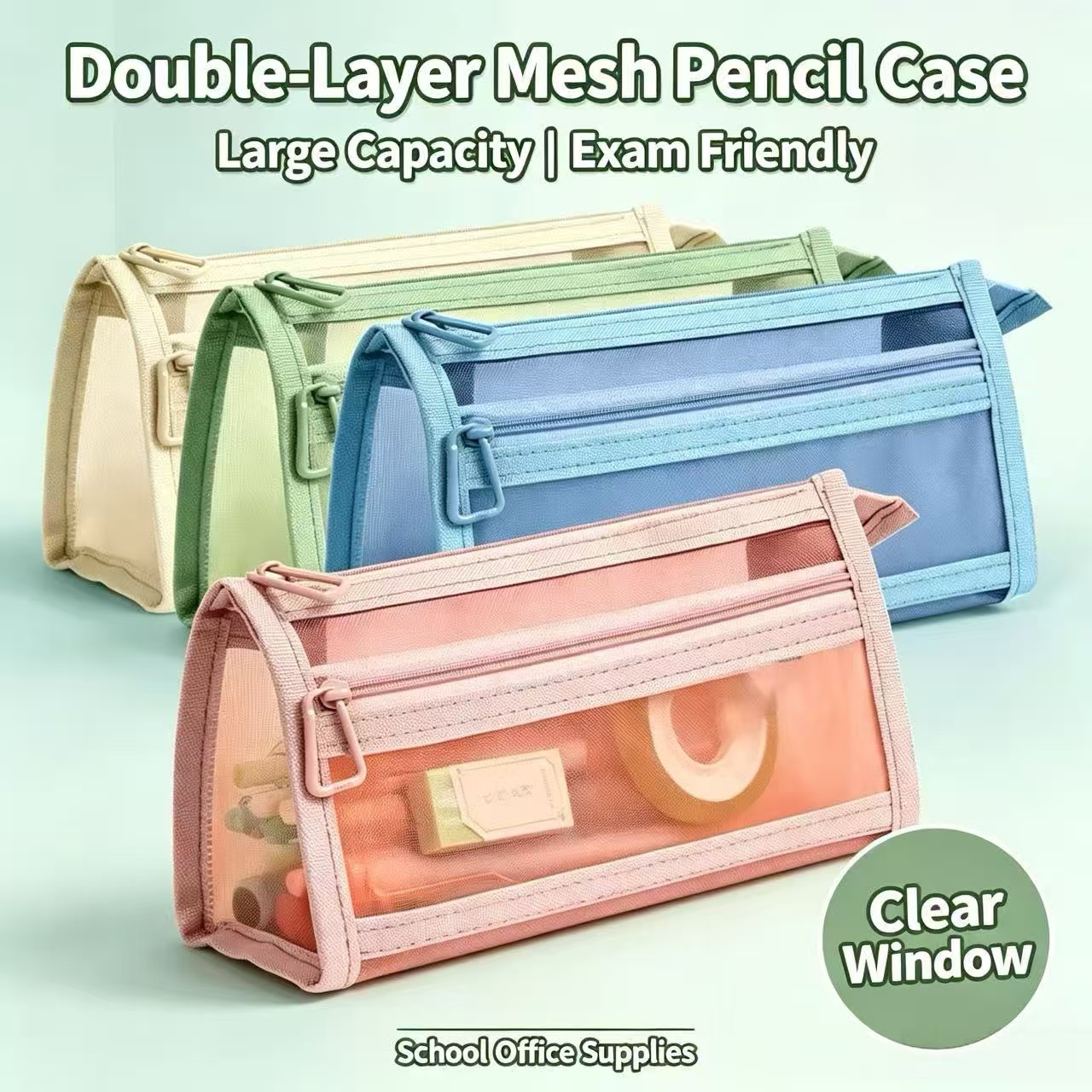 Astuccio a doppio strato in re - Clear Mesh Pencil Pouch For Exam recensione e prezzo