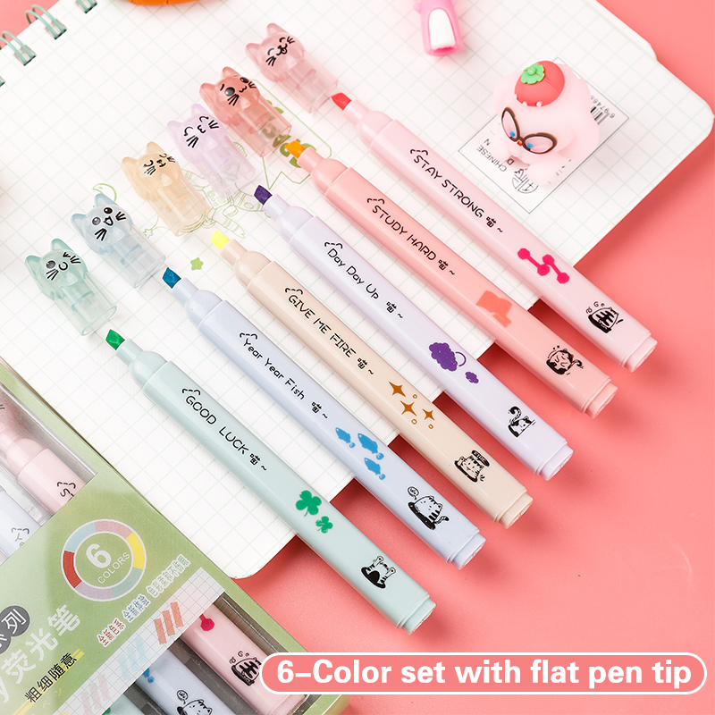 6 pezzi/pacco Kawaii Cat Claw  - Pastel Highlighter Set Double Ended recensione e prezzo