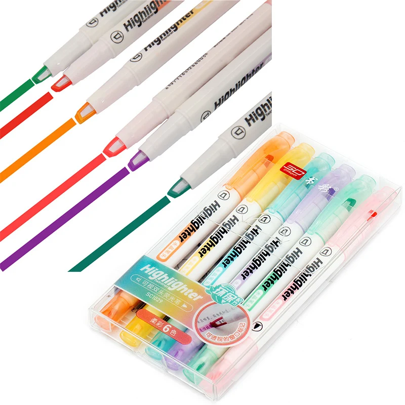 6 colori/Set evidenziatore con - Pastel Highlighter Set Double Ended recensione e prezzo