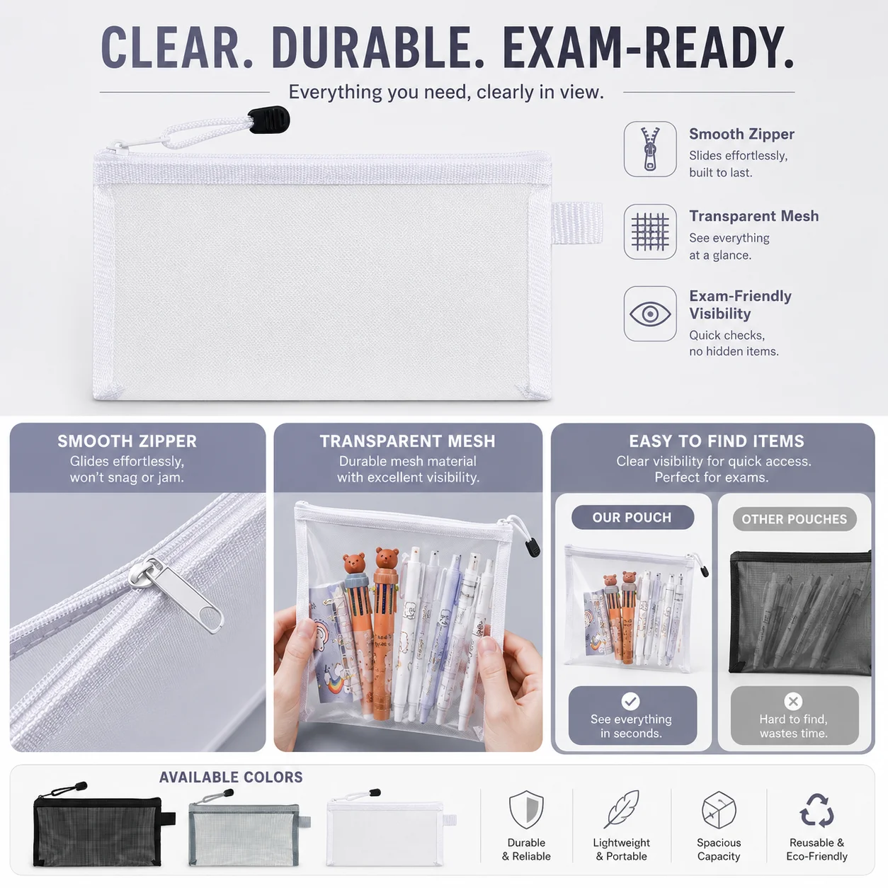 Astuccio Trasparente in Rete,  - Clear Mesh Pencil Pouch For Exam recensione e prezzo